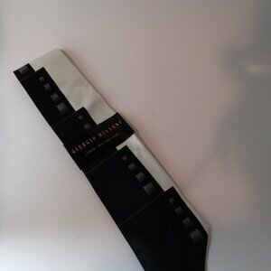 Giorgio Bissoni 100% Silk Black White Block Handmade Tie L-58" x W-4" NWT
